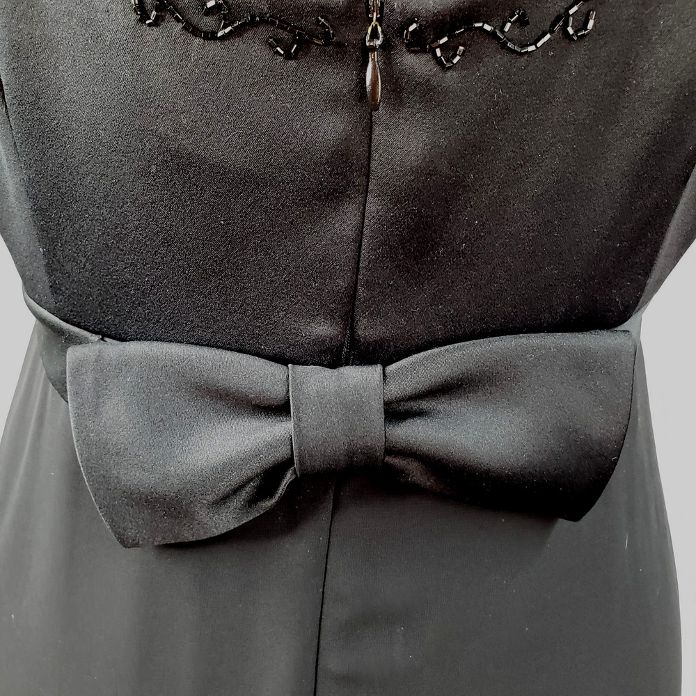 Liz Claiborne Night 14P Petite Black Evening Dress Sequin Bodice Lined Chiffon - Picture 9 of 16